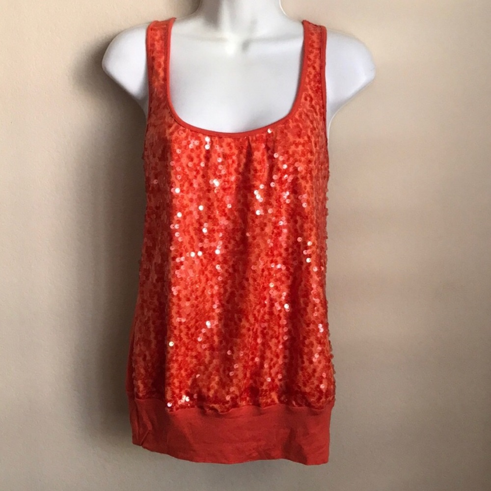 Orange Sequined Tank-top by HeartSoul